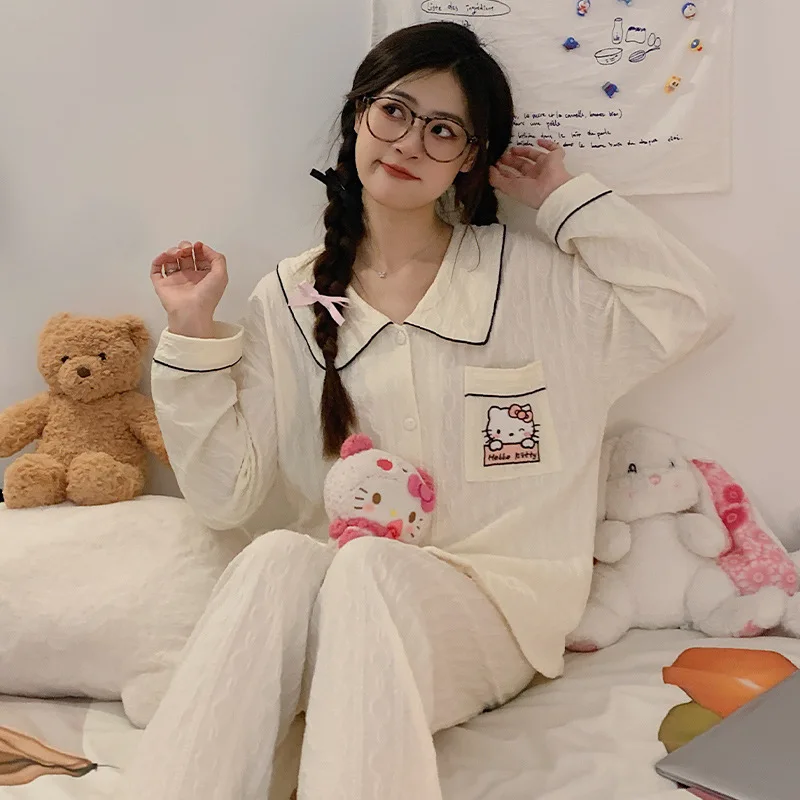 Kawaii Sanrio Anime Hello Kitty Pochacco Long Sleeve Pajama Sets Cute Cartoon Women's Sleepwears Homewear Birthday Gift
Kawaii Sanrio Anime Hello Kitty Pochacco Long Sleeve Pajama Sets Cute Cartoon Women's Sleepwears Homewear Birthday Gift