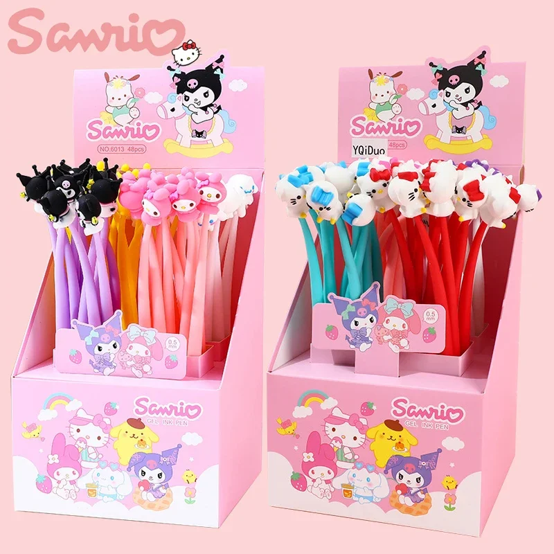 

48pcs Sanrio Gel Pen Cinnamoroll Kuromi My Melody Hello Kitty Student Writing Stationery Signature Neutral Pen School Supplies