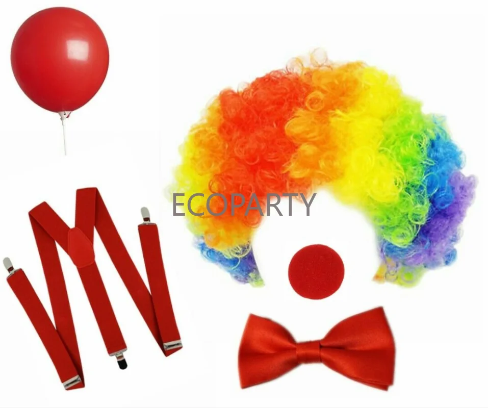 Rainbow Clown Cosplay Costume Wig Sponge Nose Dots Bow Tie Strap Clip Balloon Clown Set Kids Adults Masquerade Props Halloween
Rainbow Clown Cosplay Costume Wig Sponge Nose Dots Bow Tie Strap Clip Balloon Clown Set Kids Adults Masquerade Props Halloween