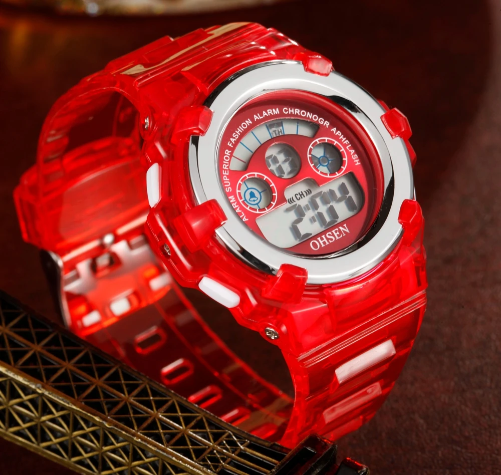 OHSEN Kids Sport Watches 50M Waterproof Red Cartoon Digital Wristwatch Stopwatch Electronic LED Children Watch For Boys Girls
OHSEN Kids Sport Watches 50M Waterproof Red Cartoon Digital Wristwatch Stopwatch Electronic LED Children Watch For Boys Girls