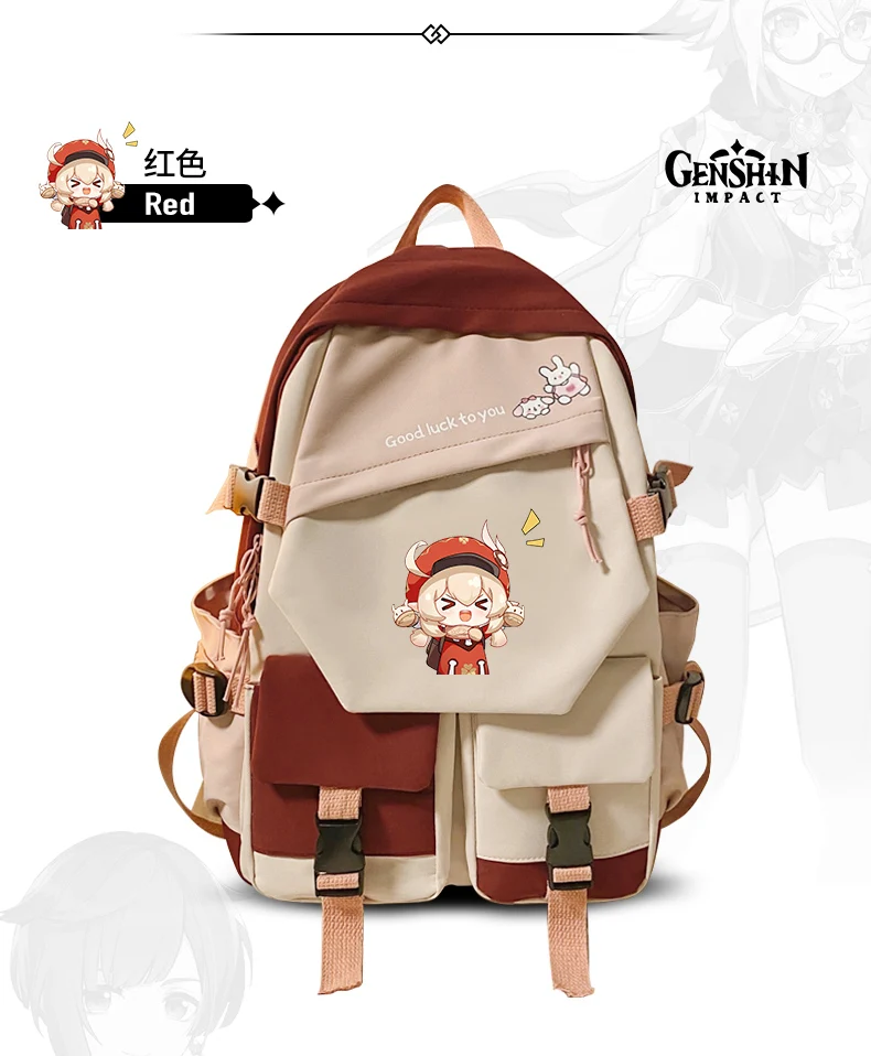 

Genshin Impact Klee Backpack Custom Canvas Shoulder Bag School Bag Teenager Boys Girls School Laptop Travel Rucksack Fashion