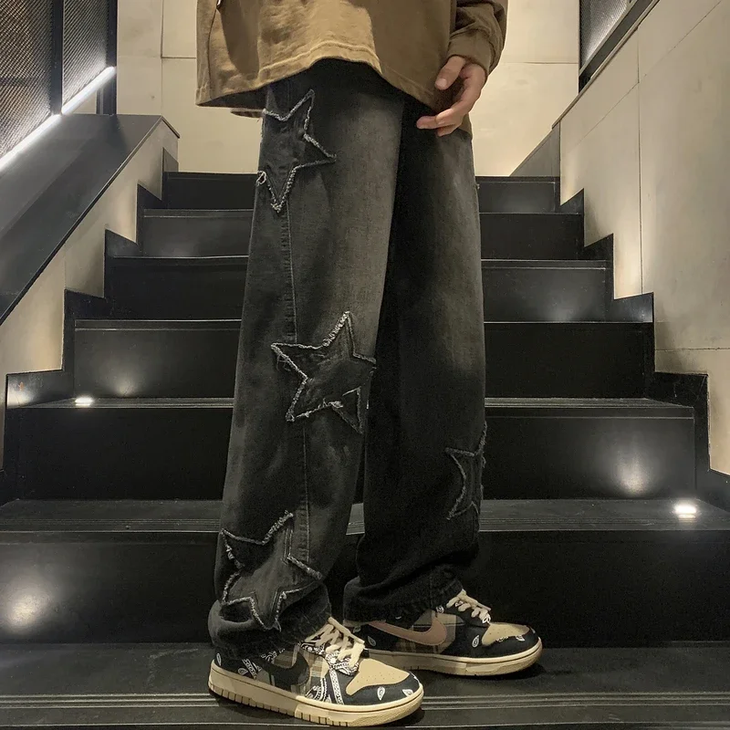 Y2K Fashion Man Korean Black Streetwear Oversize Star Aesthetic Straight Trousers Wide Leg Jeans Alt Denim Pants Women Clothes
Y2K Fashion Man Korean Black Streetwear Oversize Star Aesthetic Straight Trousers Wide Leg Jeans Alt Denim Pants Women Clothes
