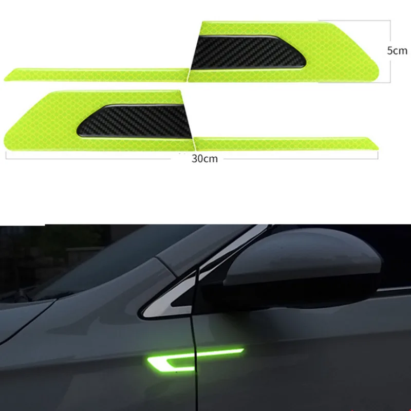 

2Pcs/Set Car Reflective Safety Warning Strip Tape Car Bumper Reflective Strips Secure Reflector Stickers Decals