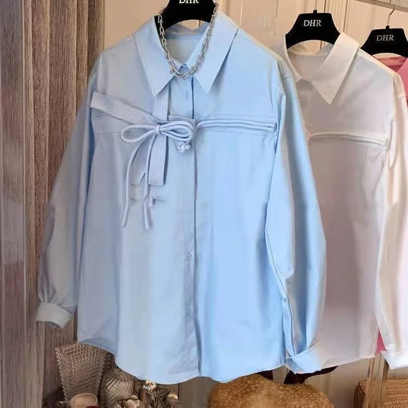 Bow Shirt Women 2022 Spring Autumn Original Design Chic Long Sleeve Lapel White Blue Blouse Female Fashion Tops Dropshipping
Bow Shirt Women 2022 Spring Autumn Original Design Chic Long Sleeve Lapel White Blue Blouse Female Fashion Tops Dropshipping