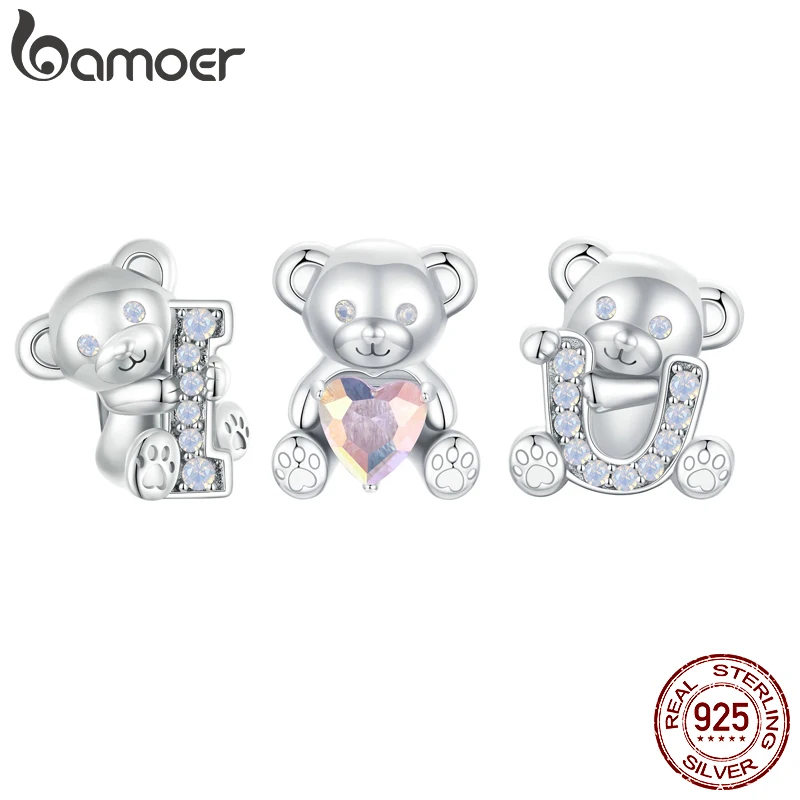 BAMOER 925 Sterling Silver Cute Bear Charms, "I love U" Cute Animal with Opal fit European Bracelets DIY Accessories SCC2713
BAMOER 925 Sterling Silver Cute Bear Charms, "I love U" Cute Animal with Opal fit European Bracelets DIY Accessories SCC2713