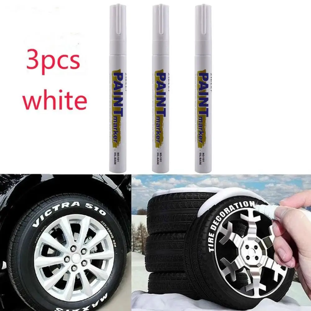 

3pcs White Paint Pen Paint Markers Waterproof Quick Dry And Permanent Car Tyre Oil-Based Paint Pen Set Paint Marker
