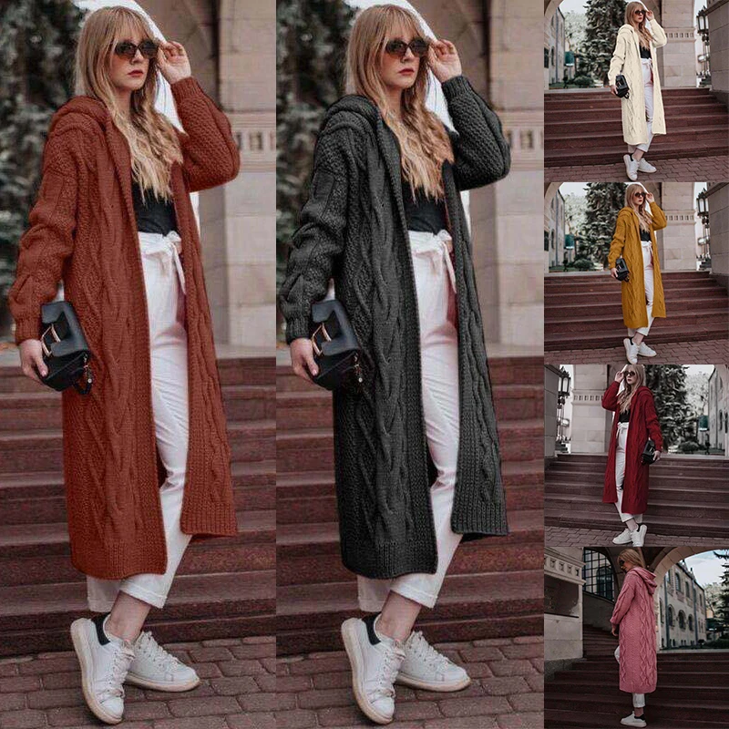 Winter Women's Cardigan Sweater Coat Solid Color Long Sleeve Knit Hooded Overcoat Loose Elegant Plus Size Ladies Warm Sweaters
Winter Women's Cardigan Sweater Coat Solid Color Long Sleeve Knit Hooded Overcoat Loose Elegant Plus Size Ladies Warm Sweaters
