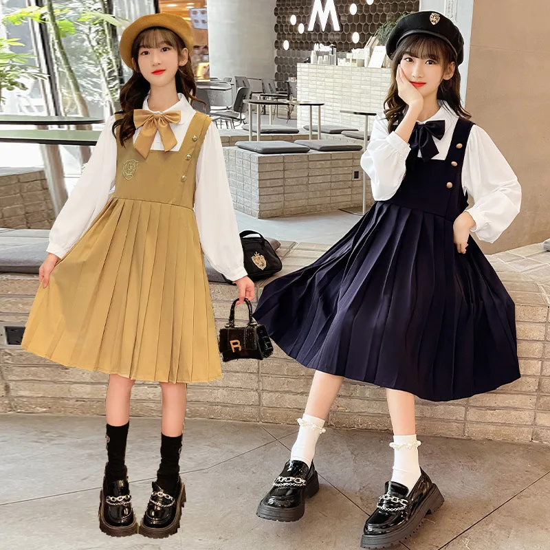 Spring Autumn Junior Girl 2PCS Clothes Set Children Girl Bowknot Long Sleeve Tops+Strap Skirt Pleated Skirt Set For Girl 4-12Yrs
Spring Autumn Junior Girl 2PCS Clothes Set Children Girl Bowknot Long Sleeve Tops+Strap Skirt Pleated Skirt Set For Girl 4-12Yrs