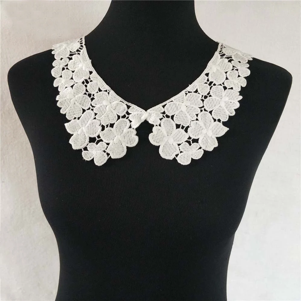 

Girls Lace Shirt Detachable Collar Fabric Embroidered Applique Patch DIY Neckline Lace Fabric Sewing Patches Fake Collar