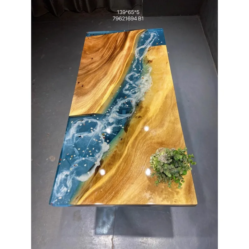 

Fashion walnut resin board table square 139*65*5