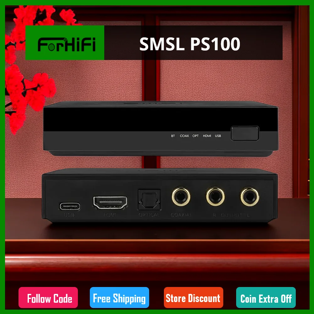 

SMSL PS100 Multifunctional Audio Converter HDMI ES9023 DAC Chip Audio Converter High Peformance Power System For Home Car Music