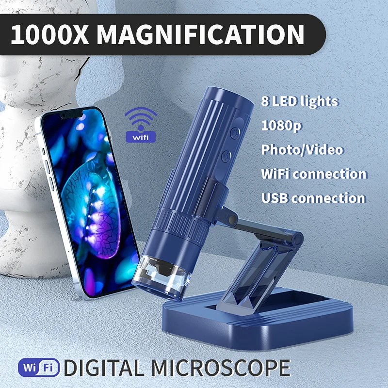 WIFI 50X-1000X HD Digital Electronic Lab Industrial Video Microscope Camera with 8pcs led for Phone PCB Soldering Repair tools
WIFI 50X-1000X HD Digital Electronic Lab Industrial Video Microscope Camera with 8pcs led for Phone PCB Soldering Repair tools