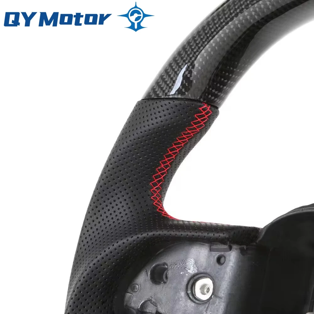 عجلة قيادة جلدية مثقبة لدودج تشالنجر SRT HELLCAT-، شاحن من ألياف الكربون الحقيقي 6 عجلة قيادة جلدية مثقبة لدودج تشالنجر SRT HELLCAT-، شاحن من ألياف الكربون الحقيقي