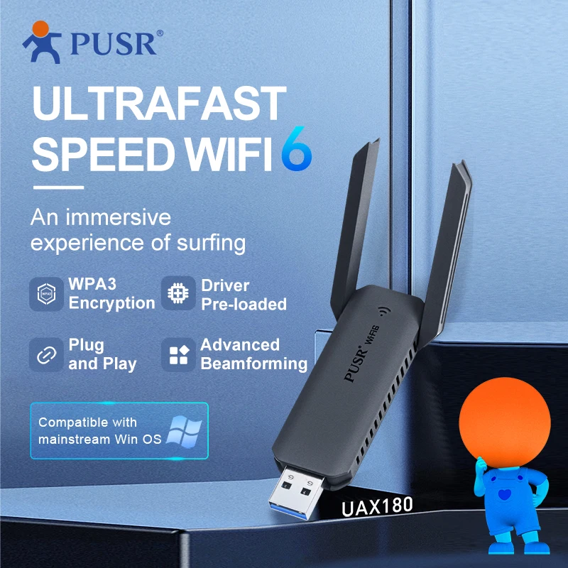 (Цена за 2 шт.) PUSR WiFi 6 USB сетевой адаптер 5,8G/2,4G USB3.0 2 дБи * 2 антенны Поддержка Windows10 11 USR-UAX180
(Цена за 2 шт.) PUSR WiFi 6 USB сетевой адаптер 5,8G/2,4G USB3.0 2 дБи * 2 антенны Поддержка Windows10 11 USR-UAX180