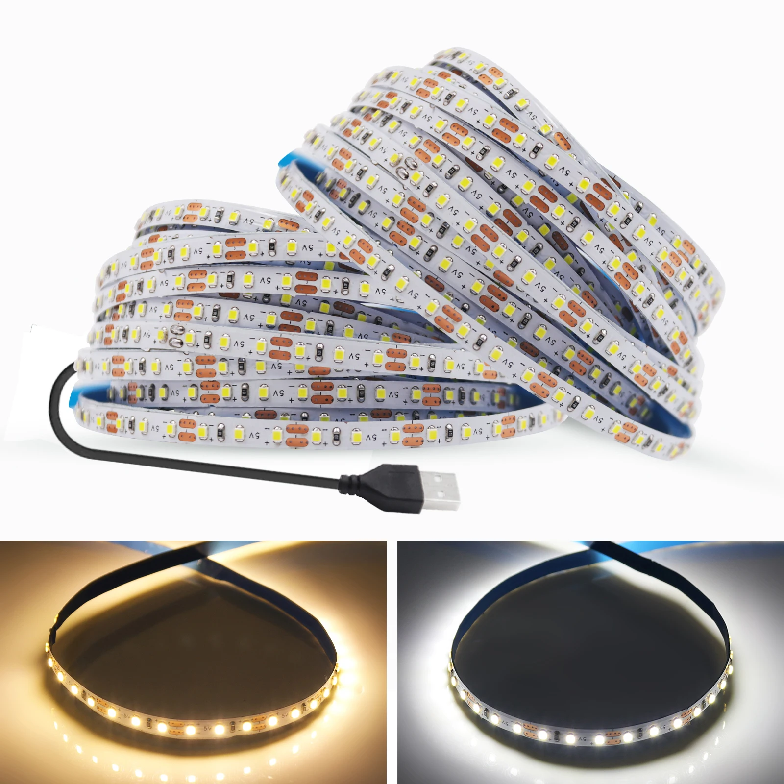 

DC 5V USB LED Strip SMD 1616 180Leds/M White/Warm White Width 4MM Home Decoration Flexible Ribbon Tape Rope Lights 1M 2M 5M