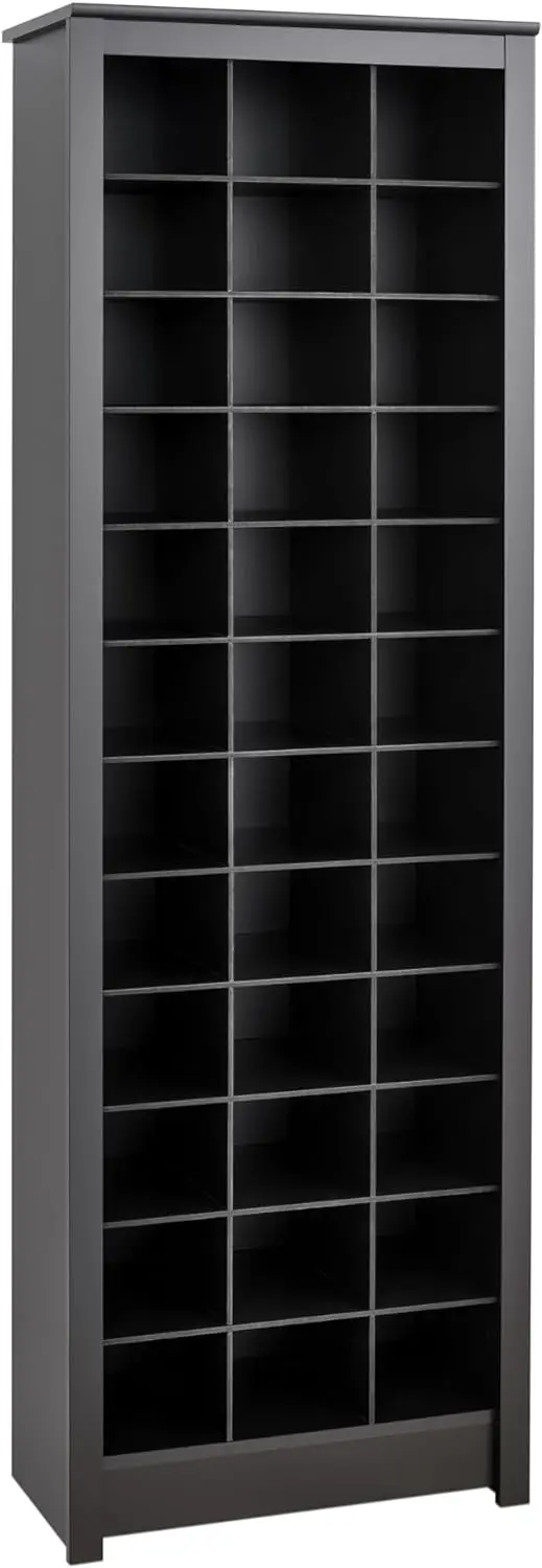 

Prepac Elegant Black Shoe Storage Cabinet, Space-Saving Solution with Cubbies for 36 Pairs, 13"D x 23.5" W x 72.5" H