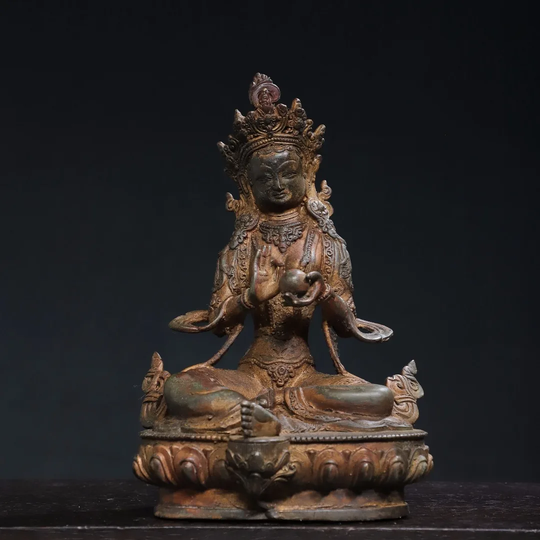 8"Tibetan Temple Collection Old Bronze Cinnabar Mud gold Buddha Ball Tara Buddha Lotus Platform Worship Hall Town House
8"Tibetan Temple Collection Old Bronze Cinnabar Mud gold Buddha Ball Tara Buddha Lotus Platform Worship Hall Town House