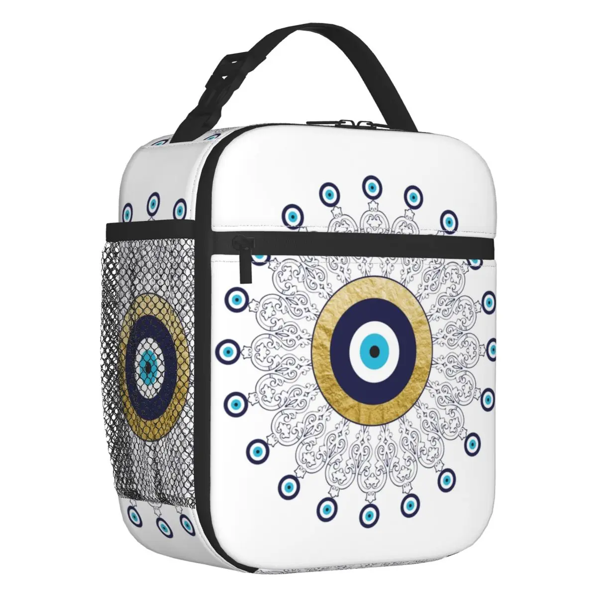 Evil Eye Mandala In Gold And Blue Thermal Insulated Lunch Bags Women Lucky Charm Resuable Lunch Tote for Work Travel Food Box
Evil Eye Mandala In Gold And Blue Thermal Insulated Lunch Bags Women Lucky Charm Resuable Lunch Tote for Work Travel Food Box