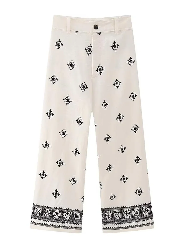 MESTTRAF Women Fashion Y2K Contrast Embroidery Linen Pants Vintage High Waist Zipper Fly Female Trousers Streetwear
MESTTRAF Women Fashion Y2K Contrast Embroidery Linen Pants Vintage High Waist Zipper Fly Female Trousers Streetwear