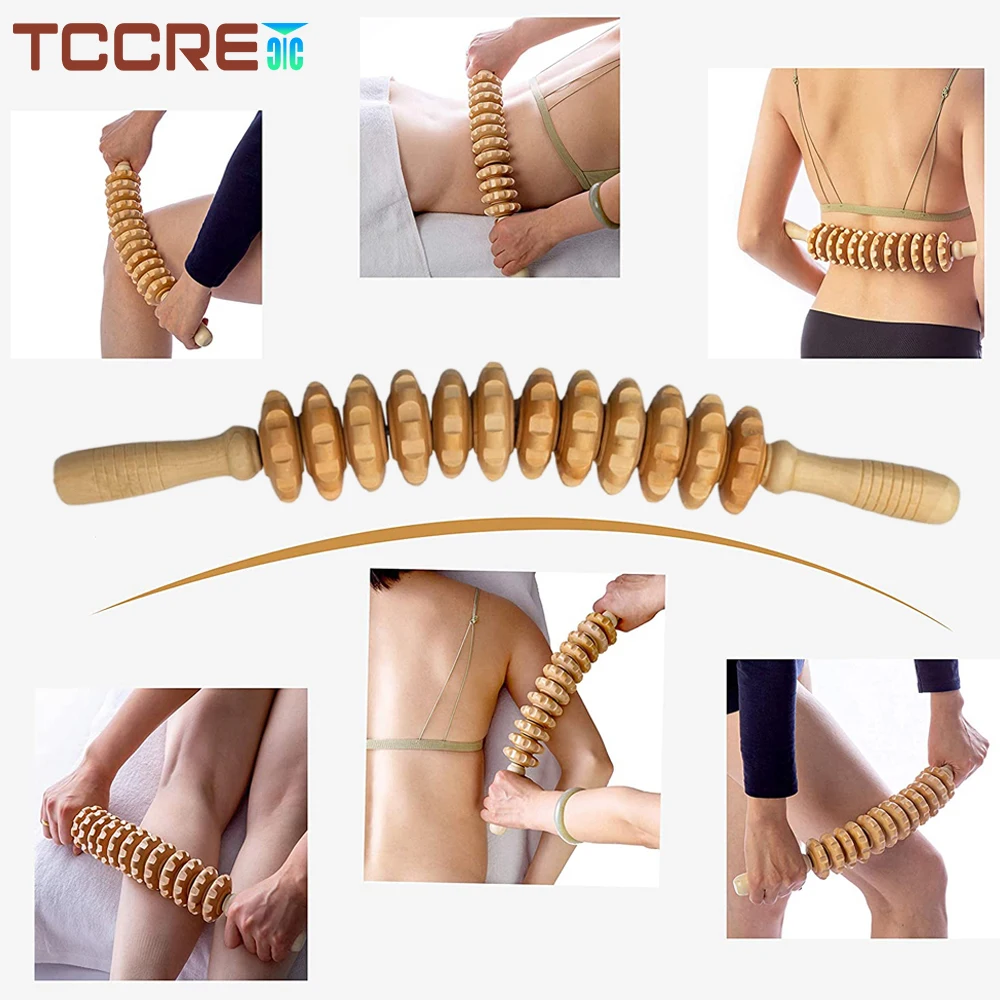 

12 Wheel Wood Therapy Roller Massage Tool Curved Designed Maderoterapia Colombiana Massager Lymphatic Drainage Muscle Relaxation