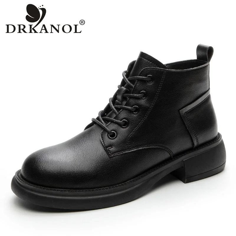 DRKANOL Autumn Winter Plush Warm Shoes Ankle Boots For Women Round Toe Real Cowhide Flat Heel Trend Women Casual Short Boots
DRKANOL Autumn Winter Plush Warm Shoes Ankle Boots For Women Round Toe Real Cowhide Flat Heel Trend Women Casual Short Boots