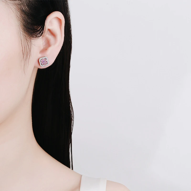 NeeTim 0.5ct 1ct Pink Moissanite Studs Earrings for Women 925 Sterling Silver Black Blue Grey Sparkling Lab Diamond Stud Earring 4 Sd6f513e8d8e04bb5b4e20dd5fd79f8efW