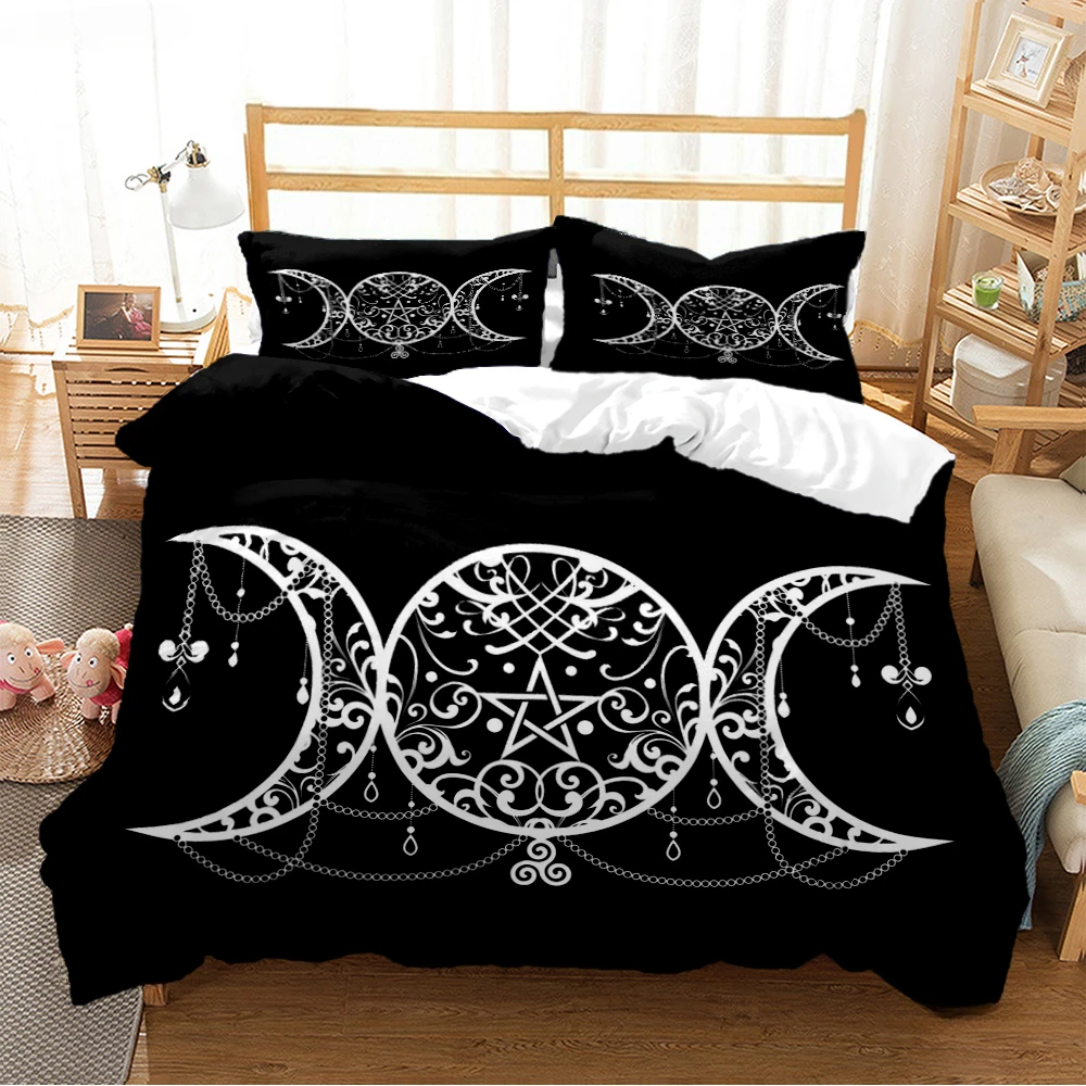 

Triple Moon and Pentagram Duvet Cover Comforter Bedding sets Soft Quilt Cover and Pillowcases for Teens Single/Double/Queen/King