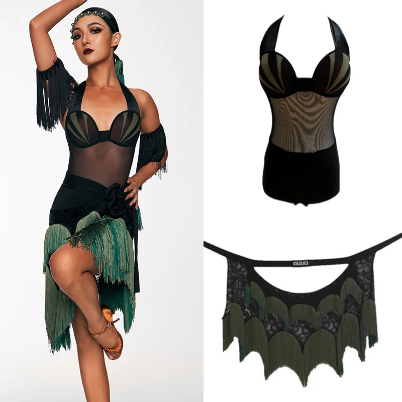 Sexy Halterneck Tie Top Green Wrap Fringed Skirts Practice Clothes Latin Dance Costumes Cha cha Rumba Samba Dancewear SL7001
Sexy Halterneck Tie Top Green Wrap Fringed Skirts Practice Clothes Latin Dance Costumes Cha cha Rumba Samba Dancewear SL7001