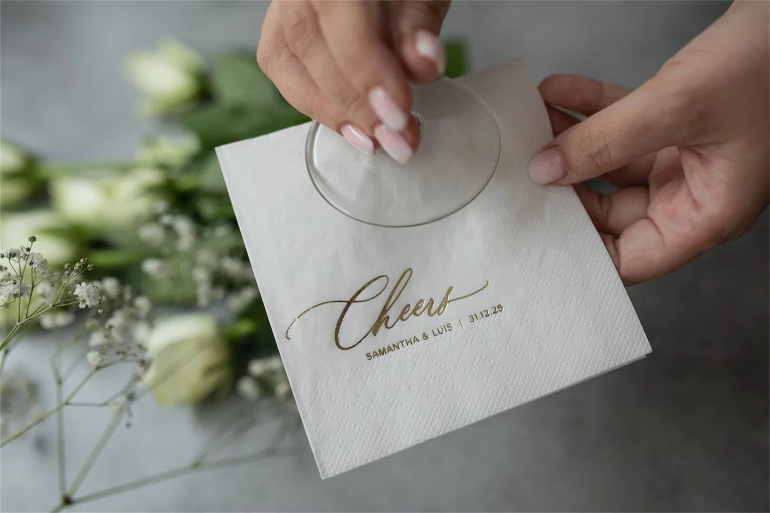 50 PCS Custom wedding Napkins, Gold foil, Custom Napkins, napkins for wedding, Monogramed Napkins, cocktail napkins, Beverage Na
50 PCS Custom wedding Napkins, Gold foil, Custom Napkins, napkins for wedding, Monogramed Napkins, cocktail napkins, Beverage Na