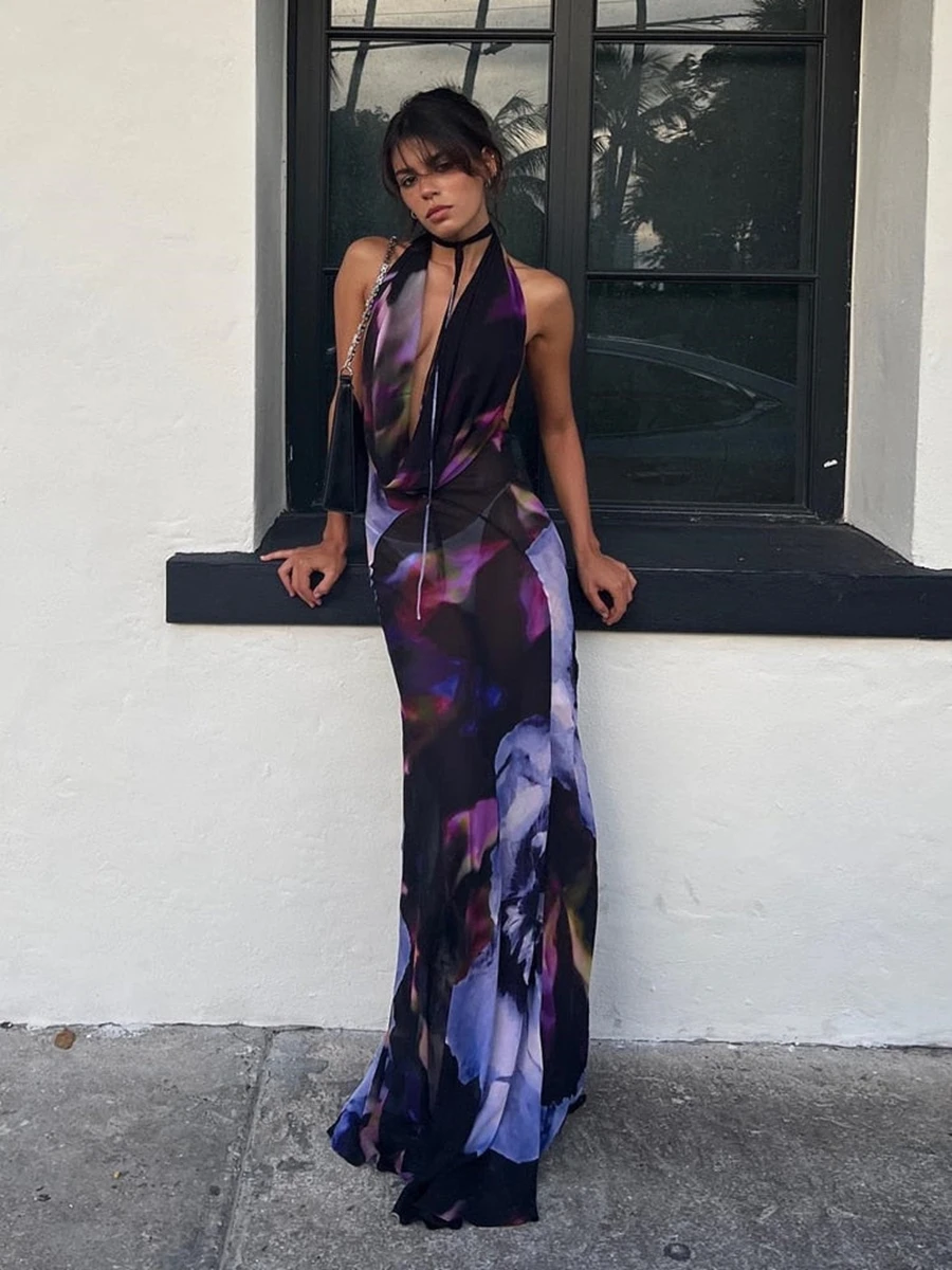 Combhasaki Women Vintage Retro Sexy Sleeveless Hanging Deep V Neck Backless Floral Print Casual Party Beachwear Maxi Long Dress
Combhasaki Women Vintage Retro Sexy Sleeveless Hanging Deep V Neck Backless Floral Print Casual Party Beachwear Maxi Long Dress