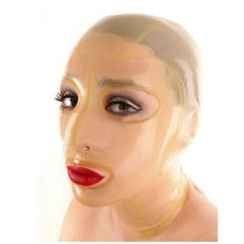 Transparent Latex Rubber Fetish Mask Hood Open Eyes Mouth with Back Zipper Handmade Halloween Costumes for Women
Transparent Latex Rubber Fetish Mask Hood Open Eyes Mouth with Back Zipper Handmade Halloween Costumes for Women