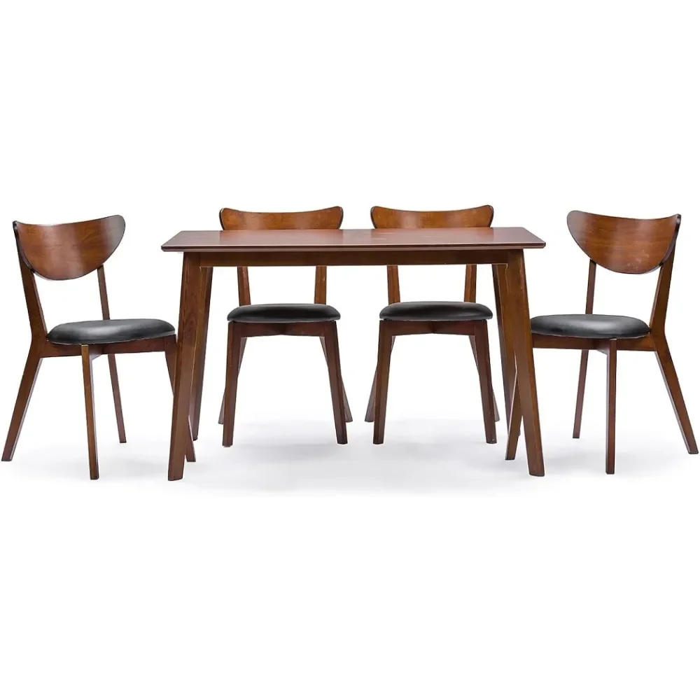 

Dining Room Table Set Brown and Black Sumner 47.13-inch W Dining Set 5-Piece (114-6208-HiT) Furniture Home