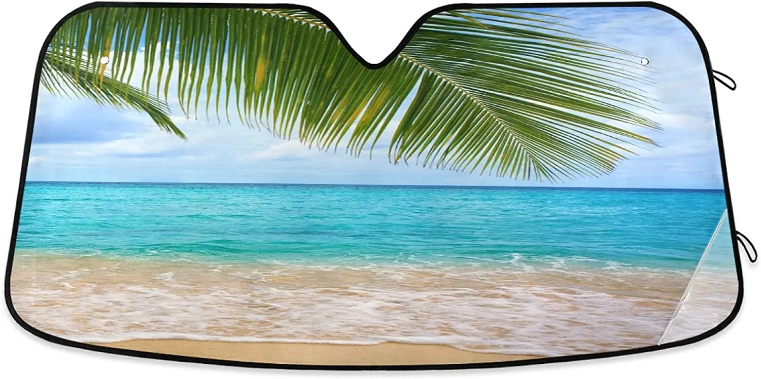 Sun Shade for Car Windshield Ocean Sea Palm Leaves Foldable Sun Shield Sun Heat and UV Protection Automotive Interior Sun Protec
Sun Shade for Car Windshield Ocean Sea Palm Leaves Foldable Sun Shield Sun Heat and UV Protection Automotive Interior Sun Protec