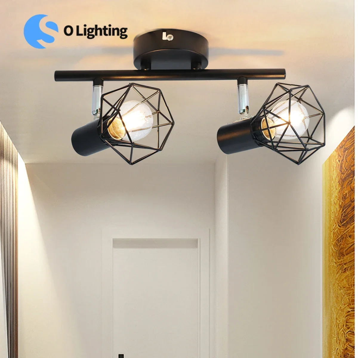 

AC90-260v Led Track Light，Simple Style E14 Ceiling 2 Head Fixture, for Living Room, Kitchen, Utility Room Bedroom, Kitchen