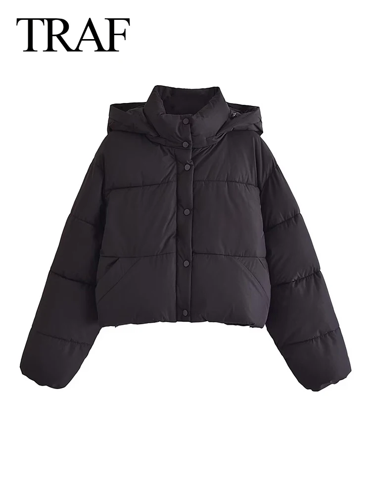 TRAF 2023 Winter Female Hooded Quilted Coats Woman Fashion Warm Black Cotton Coat Female Vintage Drawstring Street Outerwear
TRAF 2023 Winter Female Hooded Quilted Coats Woman Fashion Warm Black Cotton Coat Female Vintage Drawstring Street Outerwear
