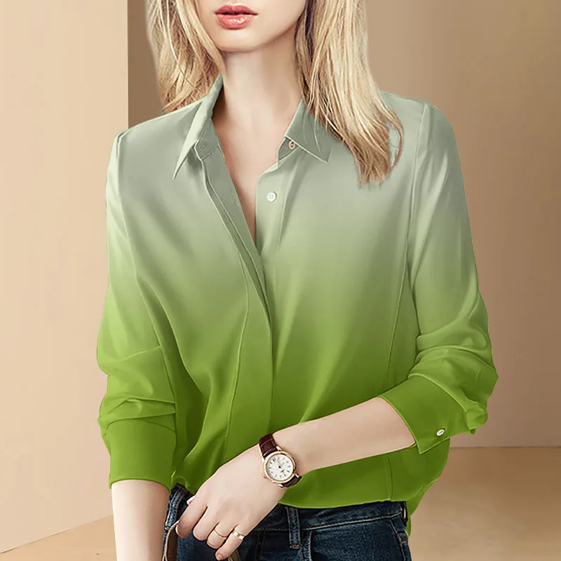 Fashion Woman Blouses Gradient Color Long Sleeves Shirts Spring Autumn Loose Tops OL Business Wear Work Shirts Female Clothing
Fashion Woman Blouses Gradient Color Long Sleeves Shirts Spring Autumn Loose Tops OL Business Wear Work Shirts Female Clothing