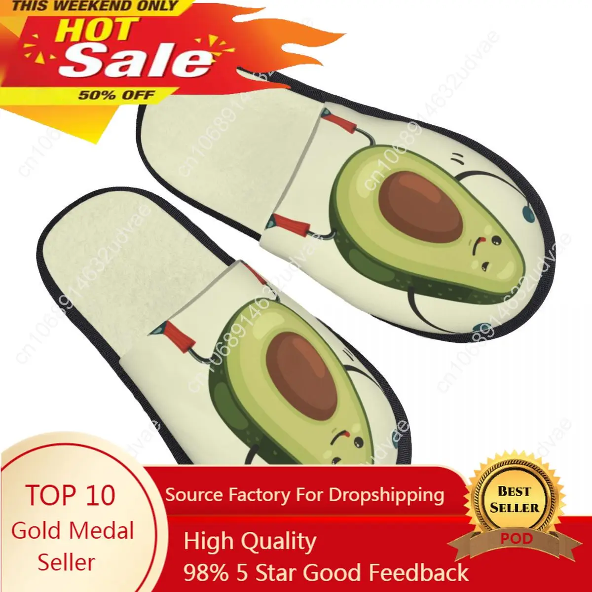 

Cute Avocado Doing Exercises With Dumbbells Slipper For Women Men Fluffy Winter Warm Slippers Indoor Slippers