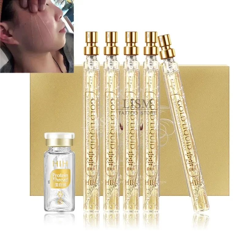

Face Lifting Threads Collagen Facial Tensioners Threads Face Care Lift Gold 24k Silk Wire Facial Serum for Anti-Aging Firming