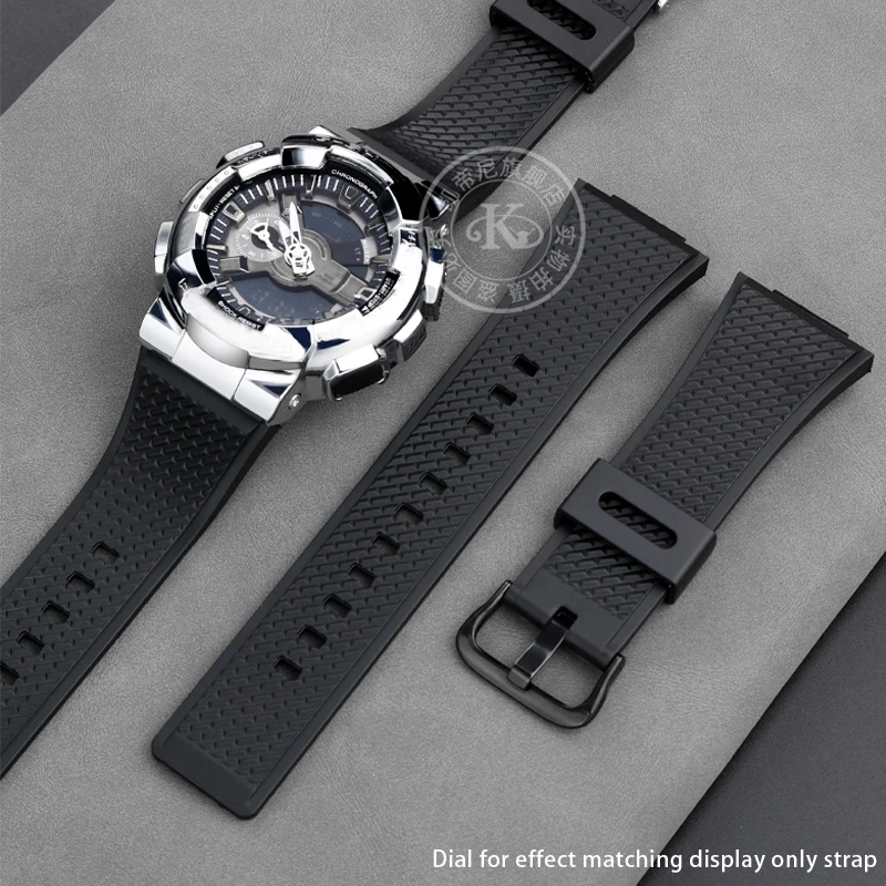

New Silicone Watchband For Casio GM110 GM-110 Strap G-SHOCK GM-110GB Waterproof Soft Rubber Watch Band 16mm Black Steel Bracele