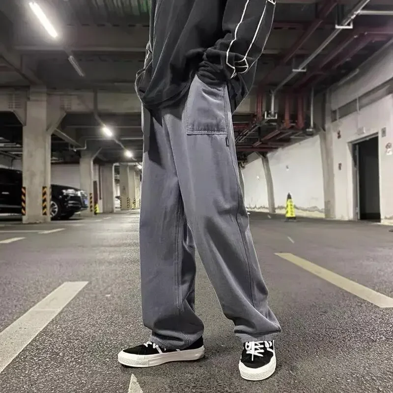 

Workwear Pants for Men Autumn Trend Street Loose Fitting Japanese Style Retro Straight Tube Wide Leg Pants Casual Long Pants