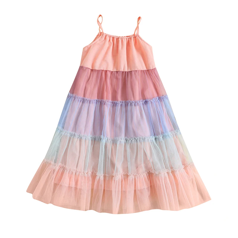 Kids Girls A-Line Dress Rainbow Stripe Sleeveless Dress Casual Cute Mesh Patchwork Dress Summer Clothing for Girls
Kids Girls A-Line Dress Rainbow Stripe Sleeveless Dress Casual Cute Mesh Patchwork Dress Summer Clothing for Girls