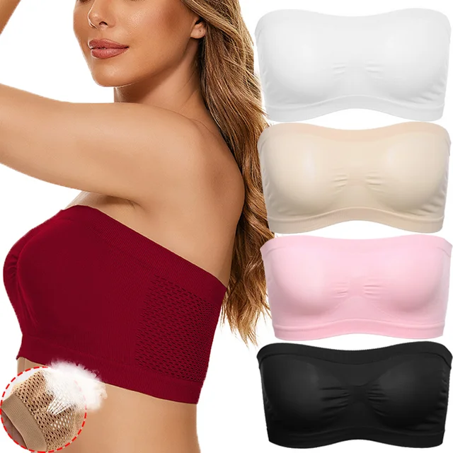 Soutien-gorge en maille sans bretelles pour femmes, sous-vêtements sexy, haut pour dames, jupe courte, lingerie invisible, bralette push-up, été 2
