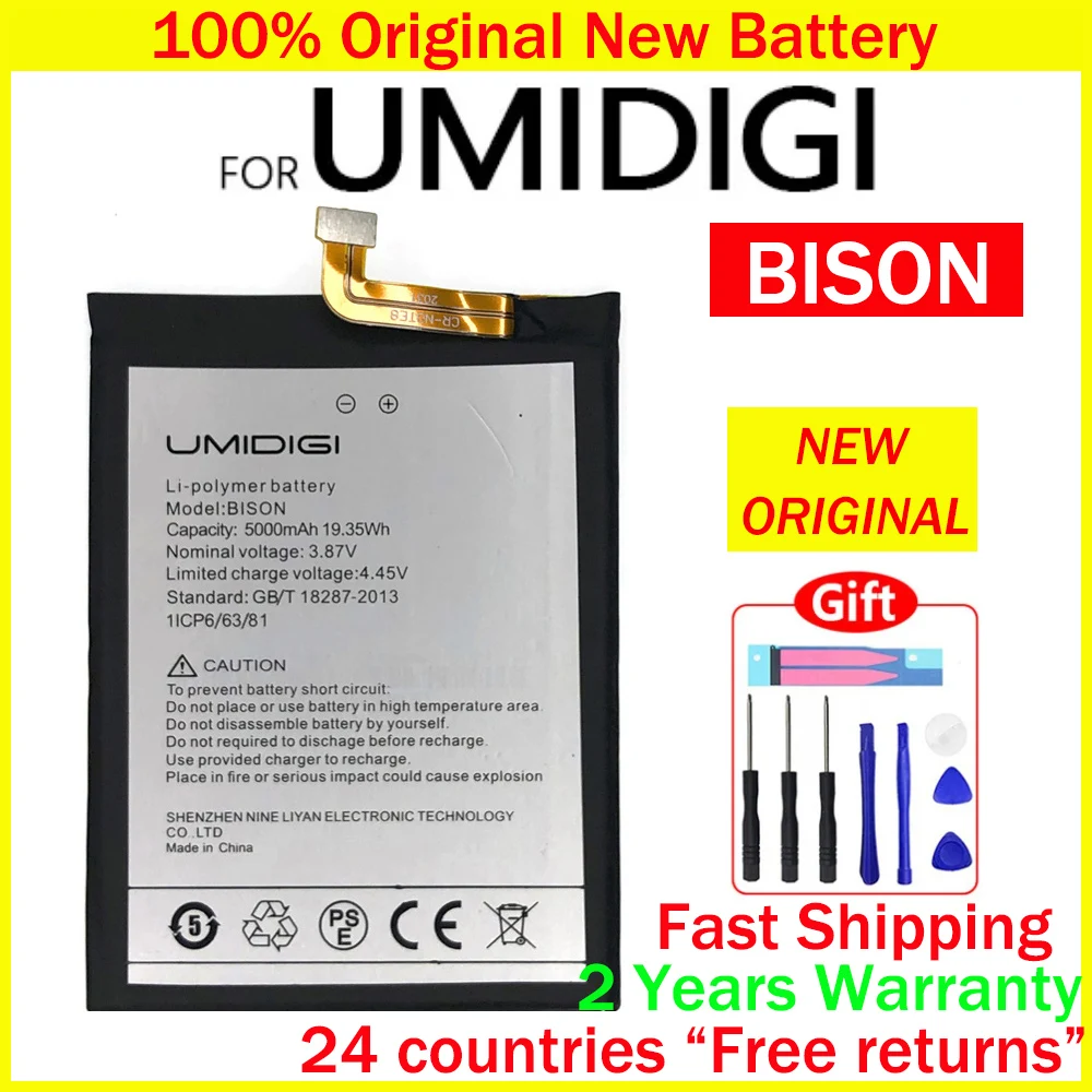 New 100% Original 5000mAh Bison Phone Battery For UMI Umidigi Bison High Capacity Batteries With Free Tools
New 100% Original 5000mAh Bison Phone Battery For UMI Umidigi Bison High Capacity Batteries With Free Tools