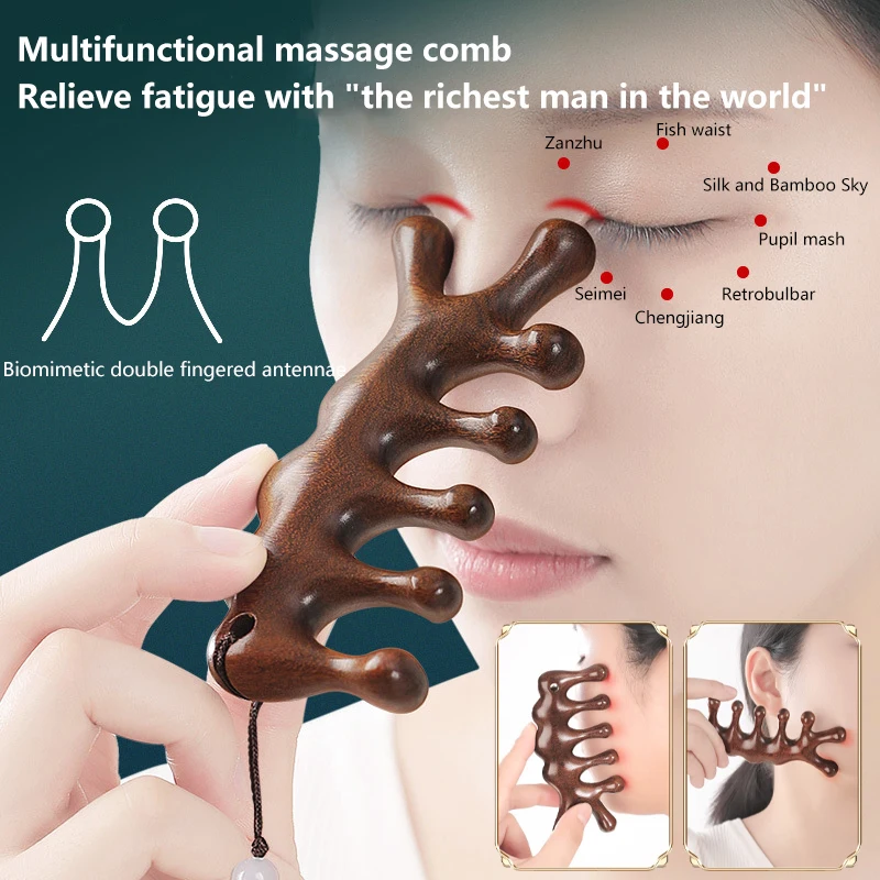 Five Teeth Sandalwood Massage Comb Head Face Nose Eye Shoulder Neck Scraping Comb Anti-static Anti-Hair Loss Meridian Massage
Five Teeth Sandalwood Massage Comb Head Face Nose Eye Shoulder Neck Scraping Comb Anti-static Anti-Hair Loss Meridian Massage