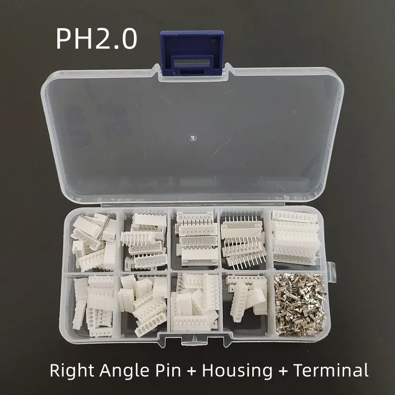 

50sets/box PH2.0 6/7/8/9/10pin 2.0mm Pitch Terminal / Housing / Right Angle Pin Header Connector Wire Connectors Adaptor PH Kit