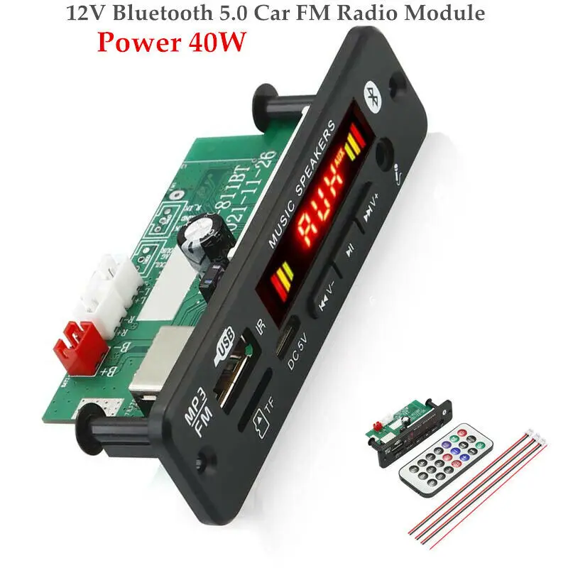 2x20 Вт усилитель MP3 декодер плата 12 В BT 5,0 автомобильный модуль USB/TF/LINE IN/FM радио
2x20 Вт усилитель MP3 декодер плата 12 В BT 5,0 автомобильный модуль USB/TF/LINE IN/FM радио