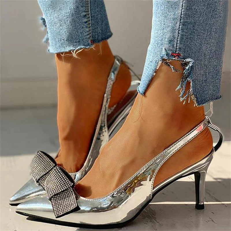 

Rhinestone Bow Sandalen Sapatos Femininos Shoes For Women Sandalias Mujer Verano Heels Sandals Chaussure Femme Zapato De Tacón