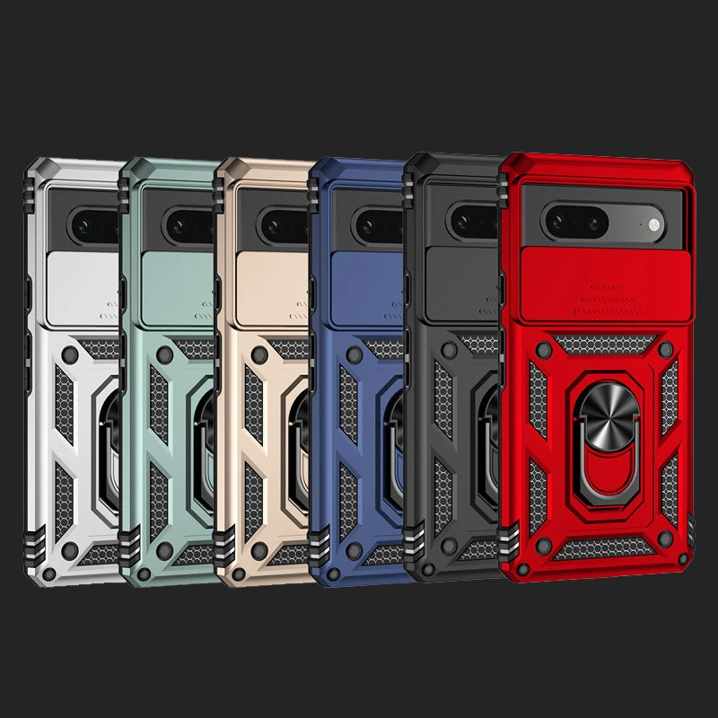 

For Google Pixel 7A Case Sliding window Cover For Google Pixel 7A 6A 8 7 6 Pro Shockproof Armor Ring Metal Bracketss Cover