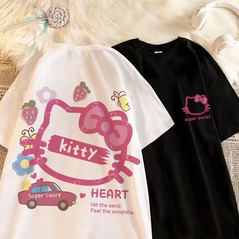 Kawaii Sanriod Anime Hello Kittys Short-Sleeved T-Shirt Girls Summer New 100% Cotton Loose Thin Section All-Match Half-Sleeve
Kawaii Sanriod Anime Hello Kittys Short-Sleeved T-Shirt Girls Summer New 100% Cotton Loose Thin Section All-Match Half-Sleeve
