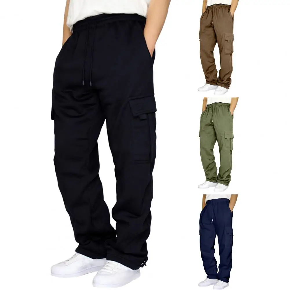 

Брюки-карго мужские с эластичным поясом, дышащие штаны с завязкой на талии, с несколькими карманами, повседневная спортивная уличная одежда